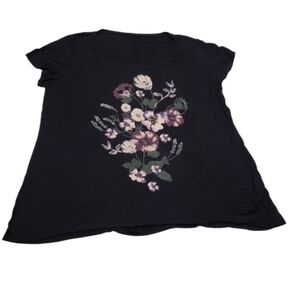 Floral Graphic Black T-Shirt